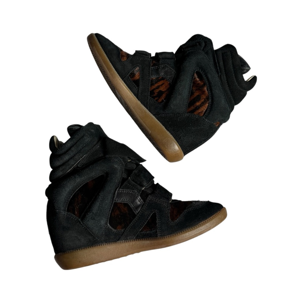 Isabel Marant Bekett Leather Wedge High Top Pony Over Basket Sneakers Womens 36 - Picture 6 of 10